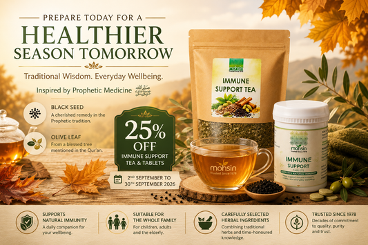 Immune Support Bundle – Herbal Tea and Tablets by Mohsin Health for autumn wellness