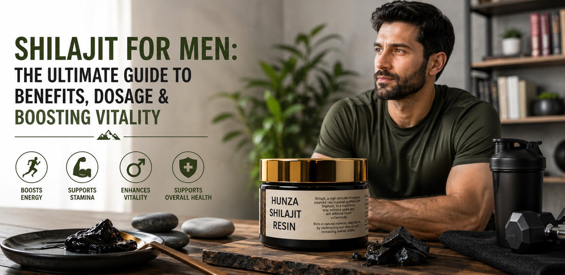 Shilajit for men supporting energy, stamina, vitality and overall male health with authentic Himalayan Shilajit resin